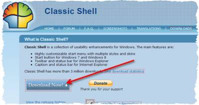 Иллюстрация к записи «Установка приложения Classic Shell вернёт в Windows потерянный «Пуск»»
