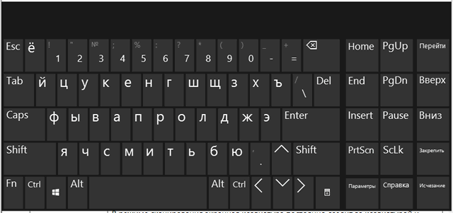Использование экранной клавиатуры Windows для ввода текста