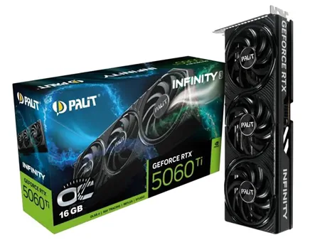 Видеокарта Palit GeForce RTX 5060 Ti Infinity 3 OC и коробка-упаковка