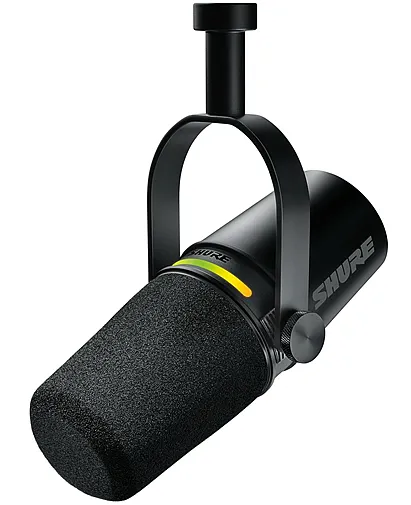Микрофон для подкастов Shure MV7 Plus. Улучшенный звук, светодиодная сенсорная панель, выходы USB-C и XLR, режим автоматической регулировки уровня, цифровой поп-фильтр, эффекты реверберации
