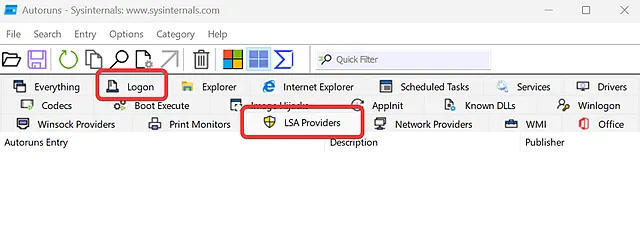 Изучение активности учётных записей и программ на компьютере Windows с помощью Autoruns64