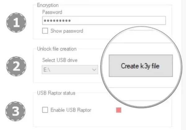 Запуск создания USB-ключа – файл k3y