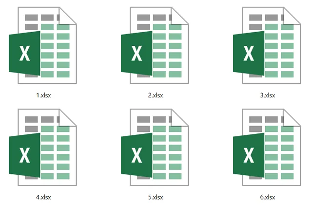 Пример файлов формата XLSX в проводнике Windows