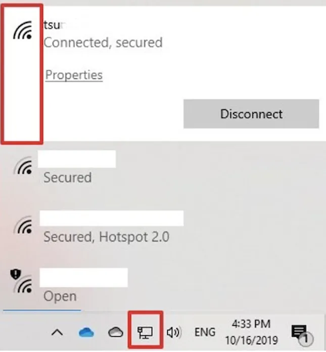 Показатели сигнала сети Wi-Fi на панели задач Windows 10