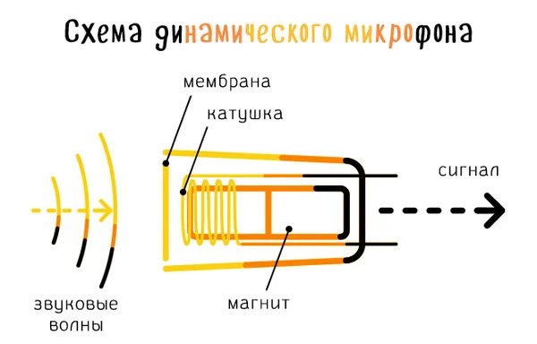 Схема динамического микрофона