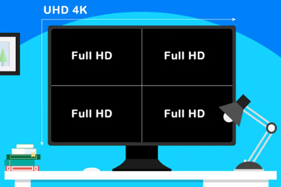 Образное сравнение монитора с разрешением Full HD и 4K