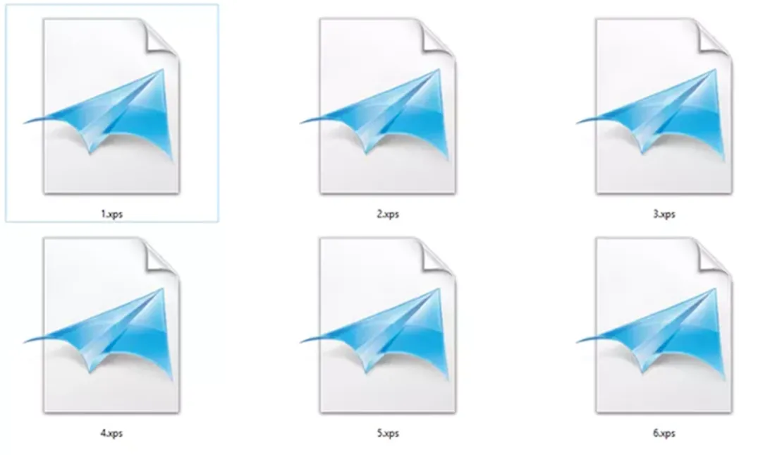 Набор файлов формата XPS в проводнике файлов Windows