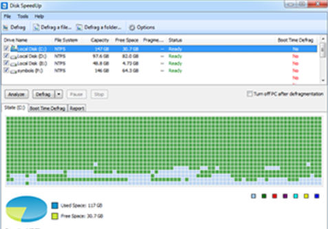 Дефрагментация диска с помощью GlarySoft Disk Speedup