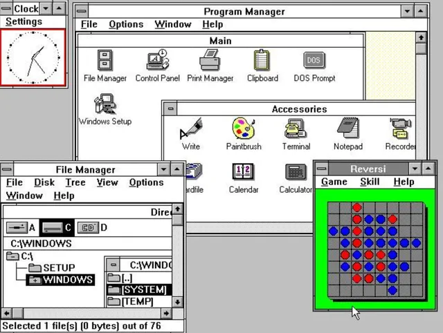 Цветной интерфейс системы Windows версии 3
