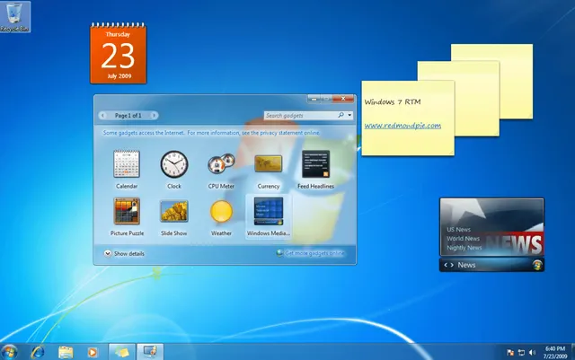 Интерфейс рабочего стола системы Windows 7