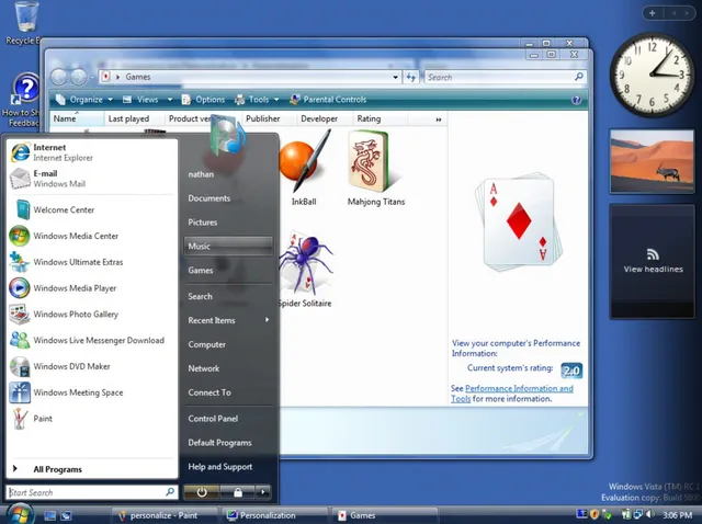 Блестящий интерфейс системы Windows Vista
