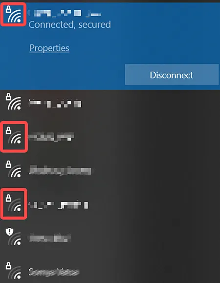 Уровень сигнала сети Wi-Fi на панели задач Windows 11