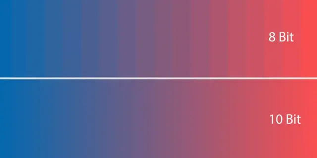 Banding-Визуализация разницы между 8-битным и 10-битным цветовым выходом