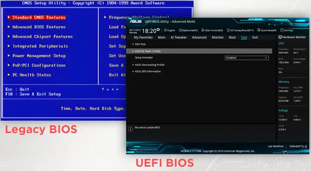 Экраны прошивок BIOS и UEFI