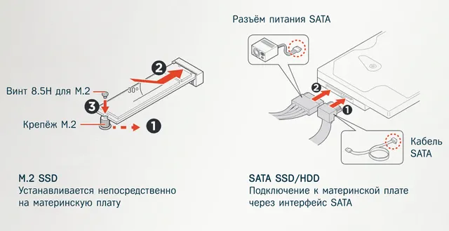 Стандарт подключения M2 против соединения SATA