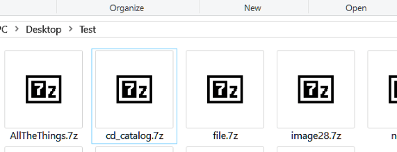 Пример сжатых файлов формата 7z