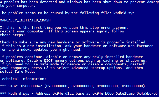 Пример bsod экрана в старых версиях Windows