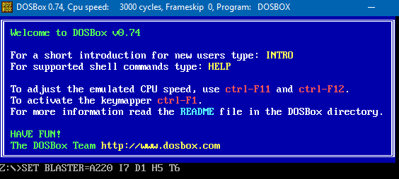 Запуск DOS-игры с помощью DOSBox